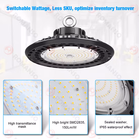 Einkaufszentrum 3000K~6000K Romanso China UFO High Bay Lighting Schaltbare Wattzahl ODM
